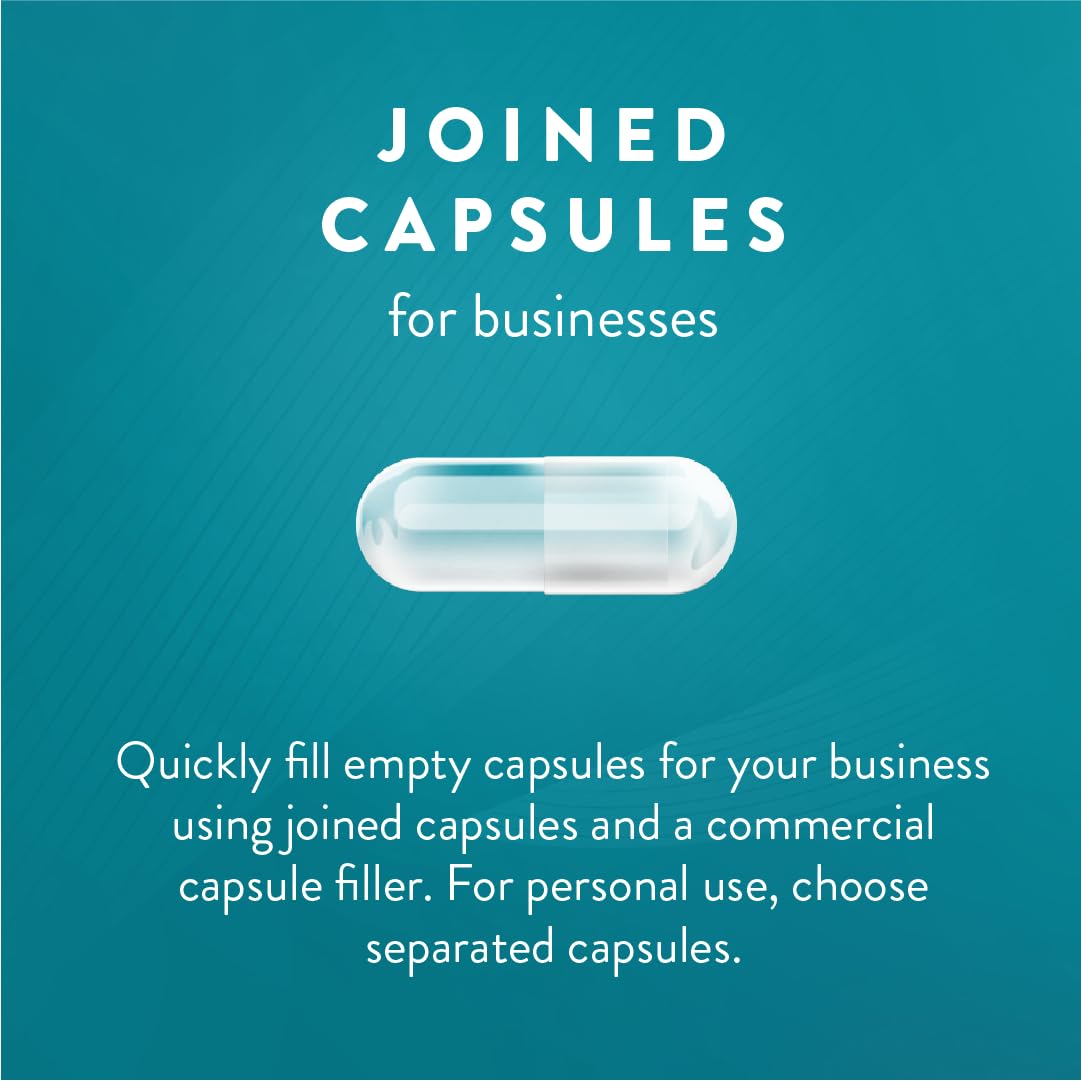 PureCaps USA - Empty Vegetarian Vegan Pill Capsules Size 00|1,000 Joined Pills| Clear| Non-GMO Certified| SLS, Gluten, Preservat