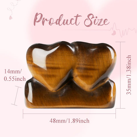 ZHIYUXI 1.8'' Tiger Eyes Crystal Double Heart Stone Healing Crystal Heart Shaped Rock for Desk Decor Healing Crystals Polished R
