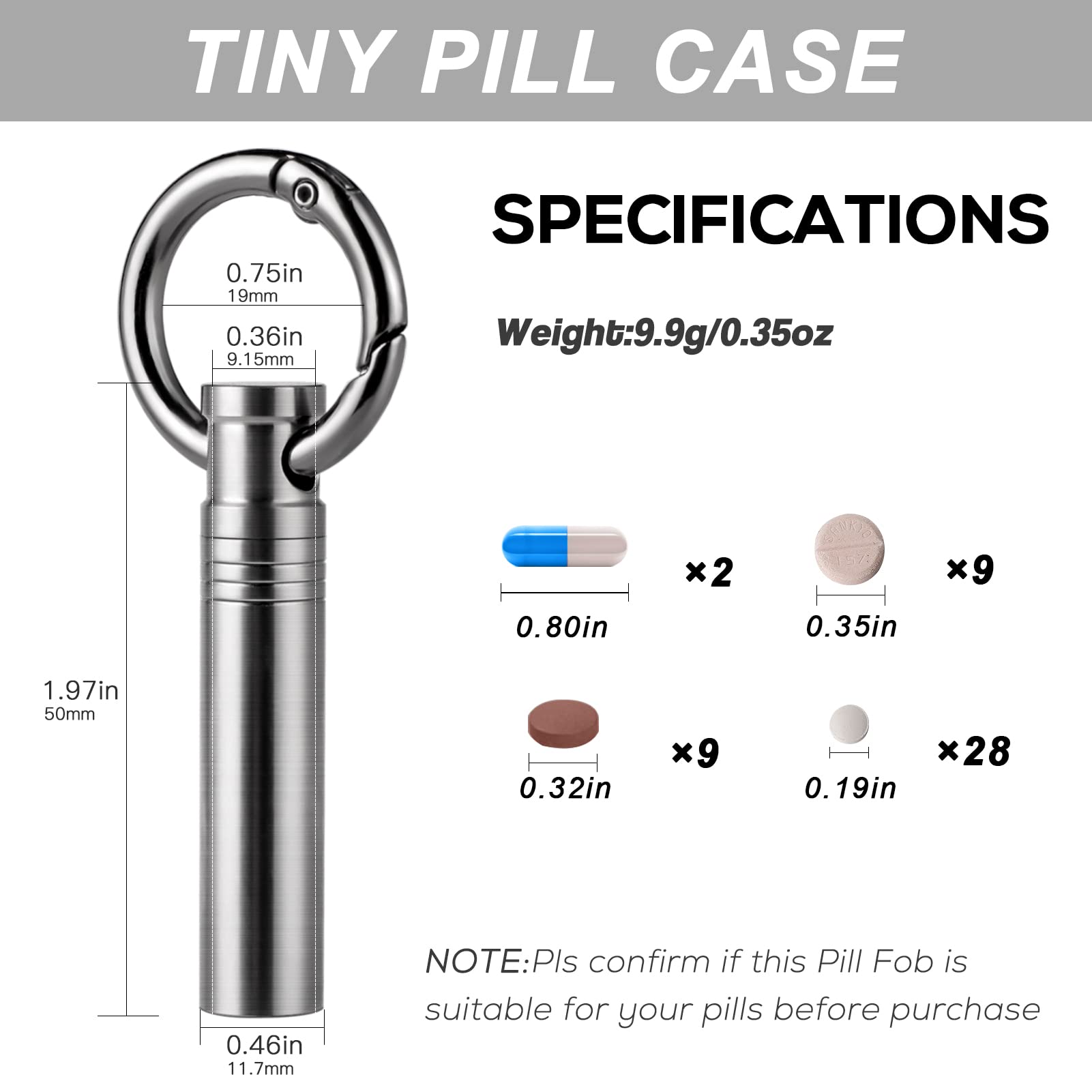 TISUR Small Keychain Pill Holder