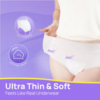 SUNKISS Ultra Thin Incontinence Underwear for Women, High Absorbency & Super Soft Postpartum Diapers, Disposable Adult Pull Ups,