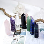 Runyangshi Dream Amethyst Natural Healing Crystal Wands Height 2-2.4, 6 Faceted Prism Wand Reiki Chakra Stone, Natural Quartz
