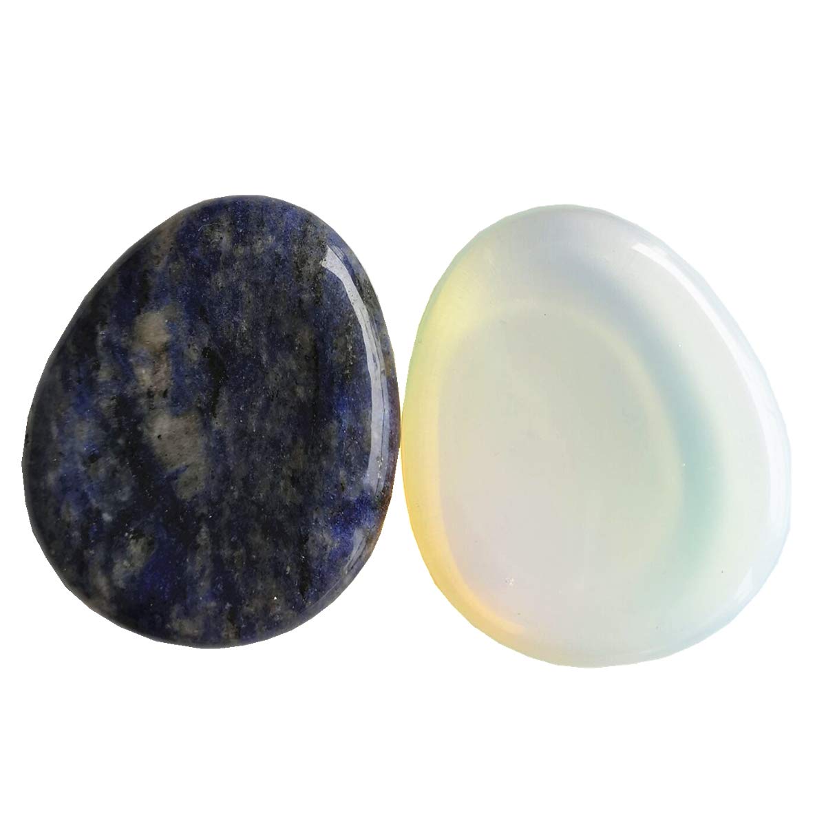 Loveliome Thumb Worry Stone, Stress Relax Healing Reiki Crystal Pocket Palm Stones,Opalite and Sodalite,Pack of 2