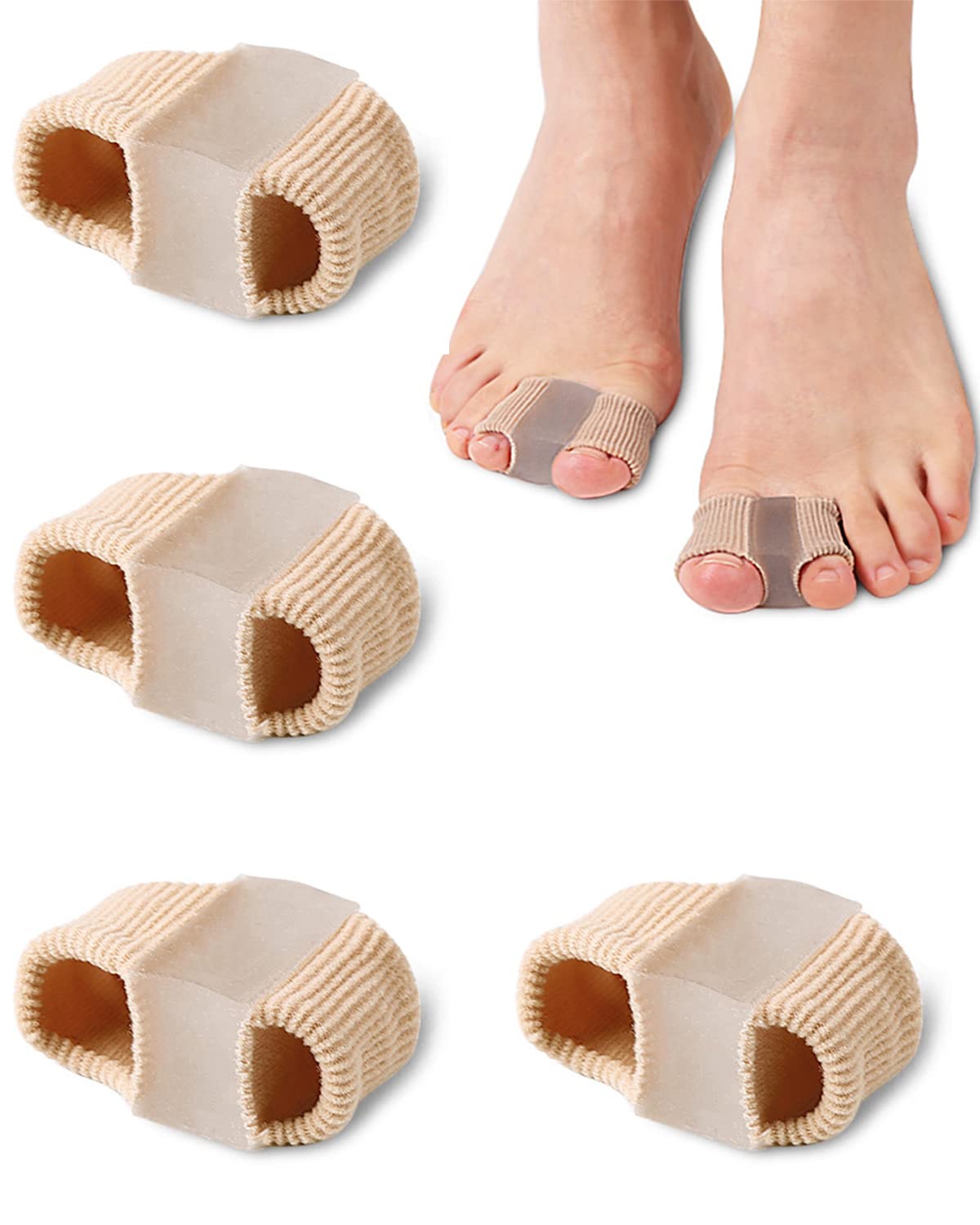 Golbylicc Bunion Toe Separators for Overlapping Toes Women Men, Gel Toe Spacers Bunion Corrector with 2 Loops for feet (4PC)