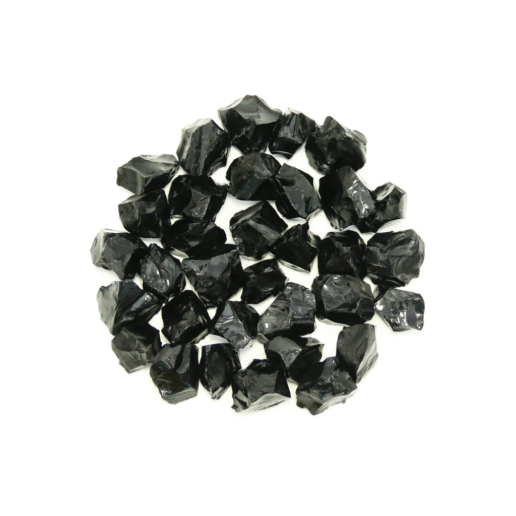 Black Obsidian Stones Crystal Bulk, Raw White Quartz Crystal Stones for Wicca, Reiki, and Energy Healing Crystals, Witchcraft Su