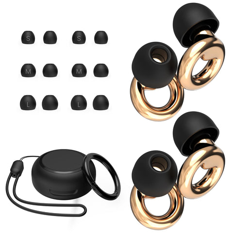 JUSTRVN Ear Plugs for Sleeping,2 Pairs of Stylish Reusable Noise Reduction Earplugs with 8 Pairs Tips & case,Hearing Protection 