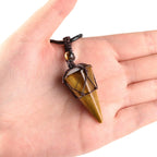 Top Plaza Mens Necklace 6 Facet Healing Crystal Tiger Eye Stone Pendant Necklaces Adjustable Natural Gemstone Necklace Reiki Qua