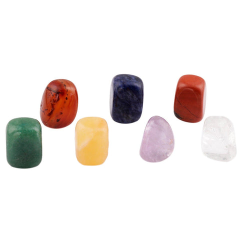 Rockcloud Healing Crystal Kit,7 Chakra Stones & Wire Wrapped Pendant Set
