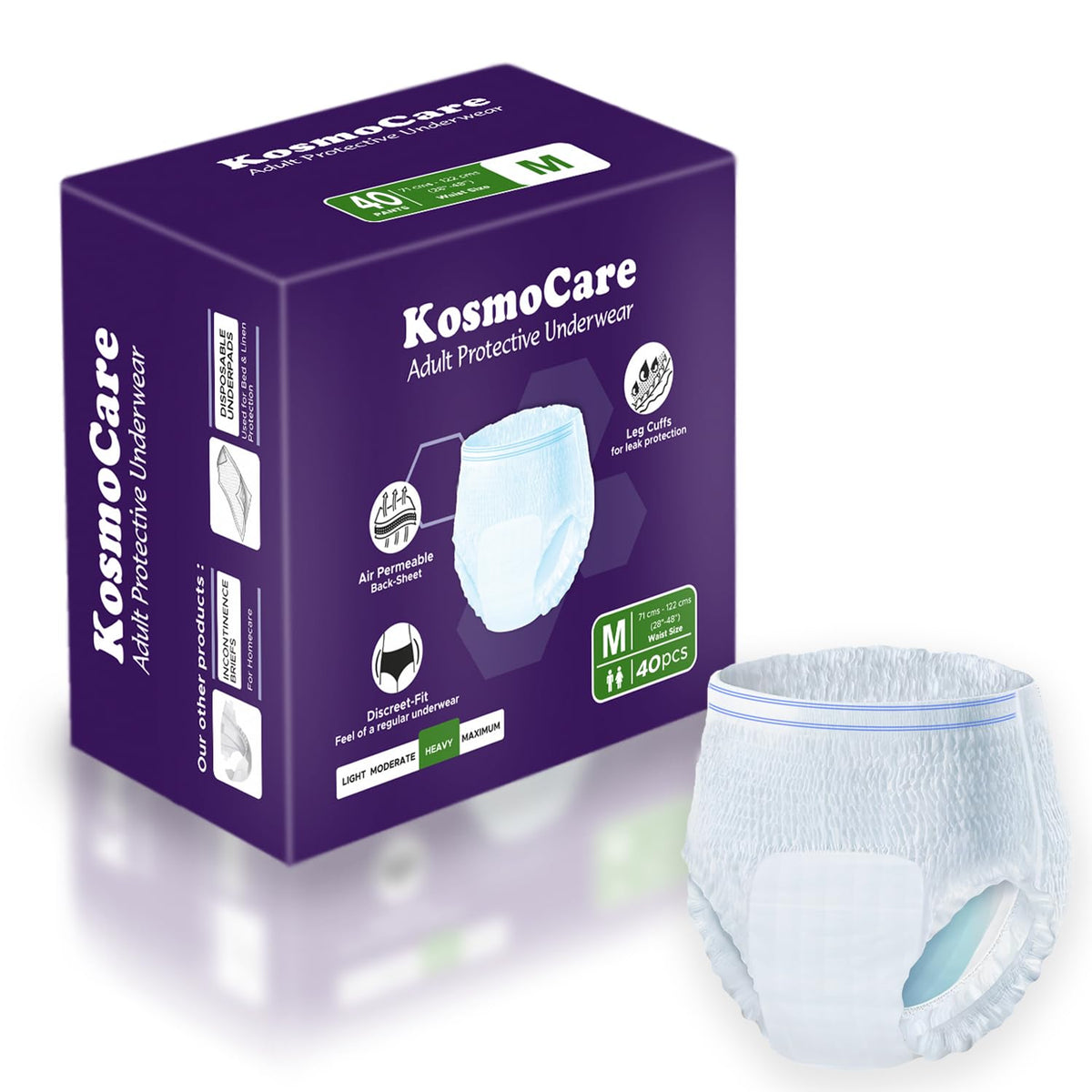 Kosmocare Protective Underwear | PullUp Style| Pant Type Diaper For Incontinence With Maximum Absorbent | Odor Guard| Cloth Fee