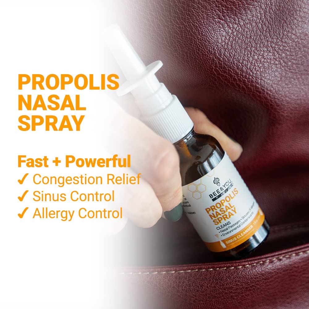 BEE and You Plus Natural Propolis Nasal Spray 1 Fl oz | Congestion Relief Drug Free & Alcohol Free, Sinus Relief, Allergy, Nasal