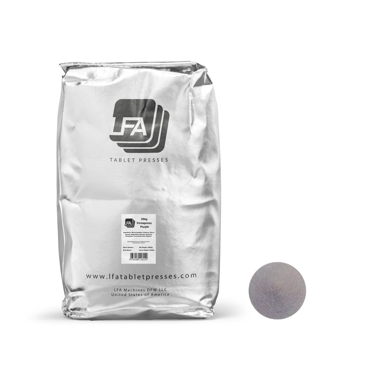 Firmapress Pill Mix Powder for Tablet Press Machine - Purple 25 kg (55 pounds) - All-in-One Pharmaceutical-Grade Pill Binding Ex