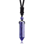 TIKCAUZ Hexagonal Blue Crystal Necklace Lapis Lazuli Points Pendant with Adjustable Rope Reiki Healing Crystal Stone Necklaces H