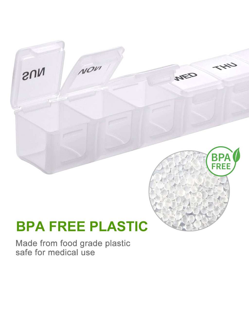 Sukuos Extra Large Weekly Pill Organizer 2 Pcs, Daily Pill Box 7 Day Pill Cases for Medicines, Vitamin, Fish Oils or Supplements