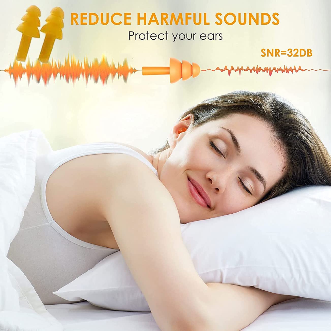 Earplugs for Sleeping Noise Cancelling Reusable Silicone Ear Plugs Suitable for Swimming Travel Snoring Airplanes Study Work Noi