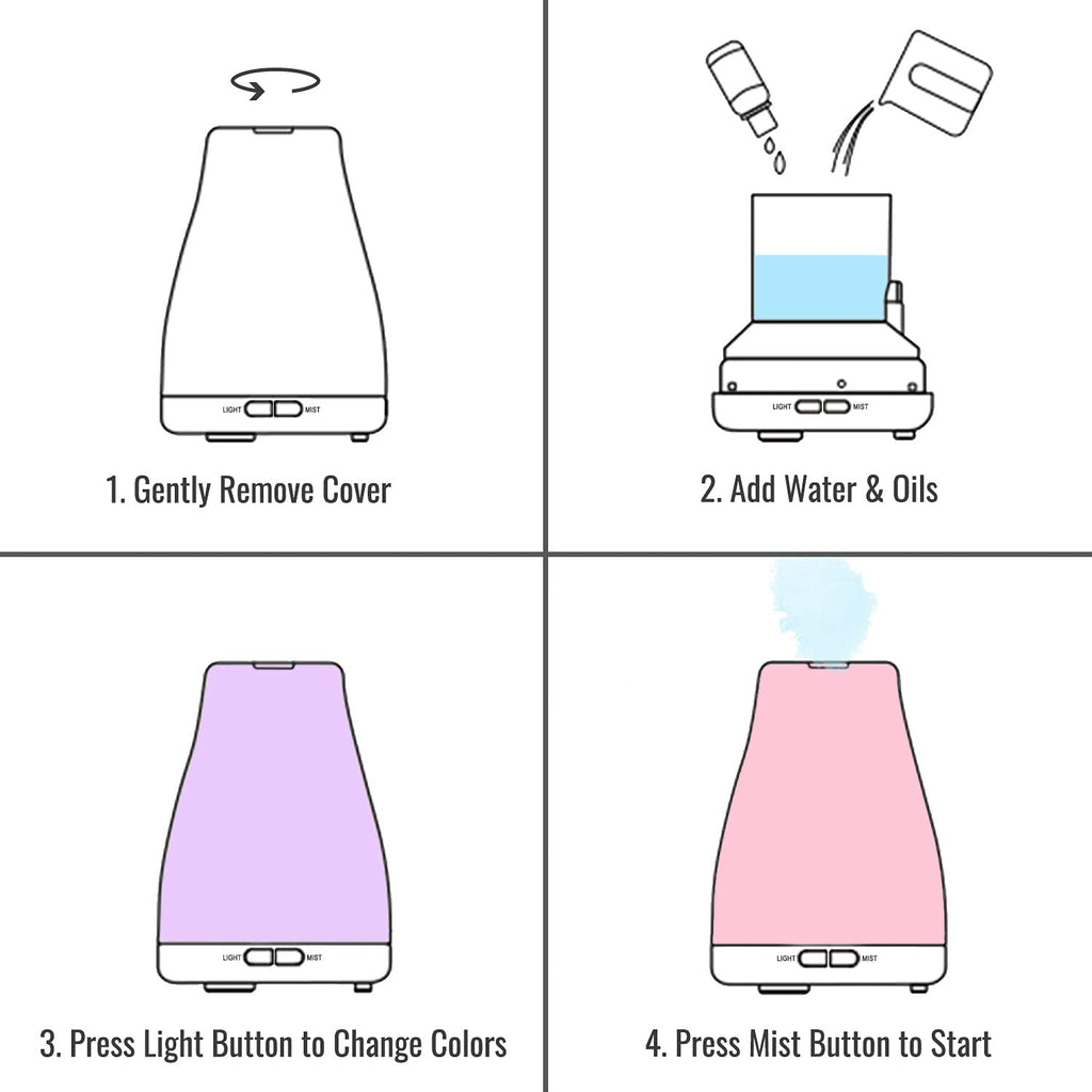 HealthSmart Essential Oil Diffuser, Cool Mist Humidifier and Aromatherapy Diffuser with 150ML Tank Ideal for Small Rooms, Adjust