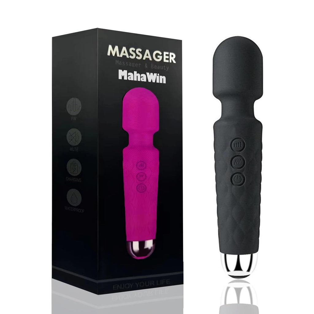 Vibrating Shoulder Muscle Massager, USB Rechargeable, Waterproof, 20 Speeds, 8 Vibration Modes, Mini, Travel Size (Black)
