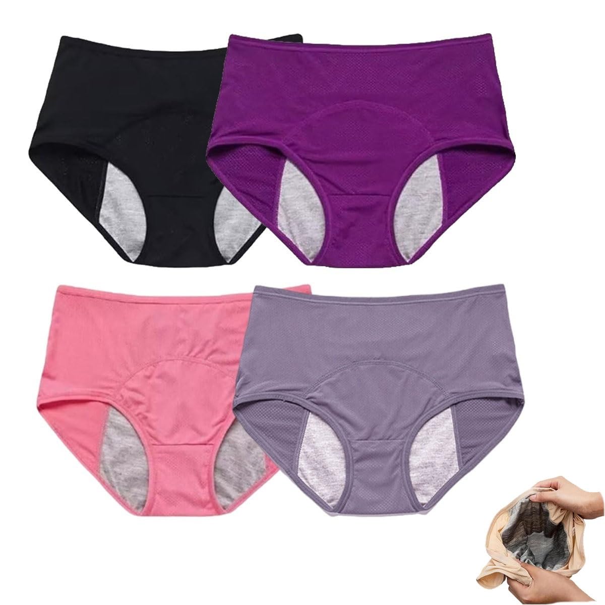 IDCWZL Leakproof Panties for Women Over 60 Leak Proof Ladies Underwear with Incontinence Comfortable(4pc-a,5X-Large)