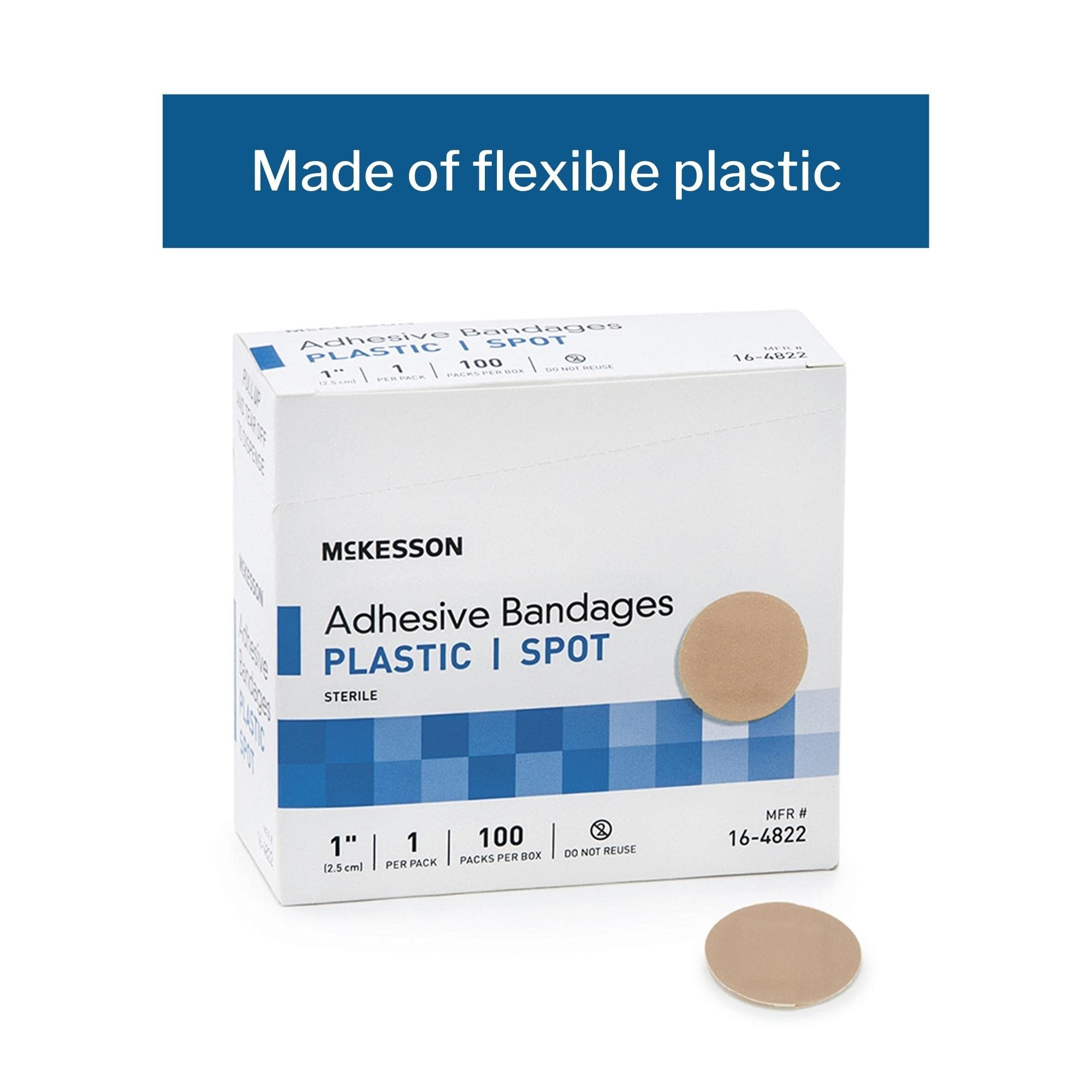 MCK48222000 - Mckesson Brand Adhesive Spot Bandage McKesson 1 Inch Diameter Plastic Round Tan Sterile