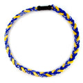 MapofBeauty 18 Fashion Three Braided Rope Sport Style Tornado Necklace (Royal Blue/Yellow)