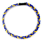MapofBeauty 18 Fashion Three Braided Rope Sport Style Tornado Necklace (Royal Blue/Yellow)