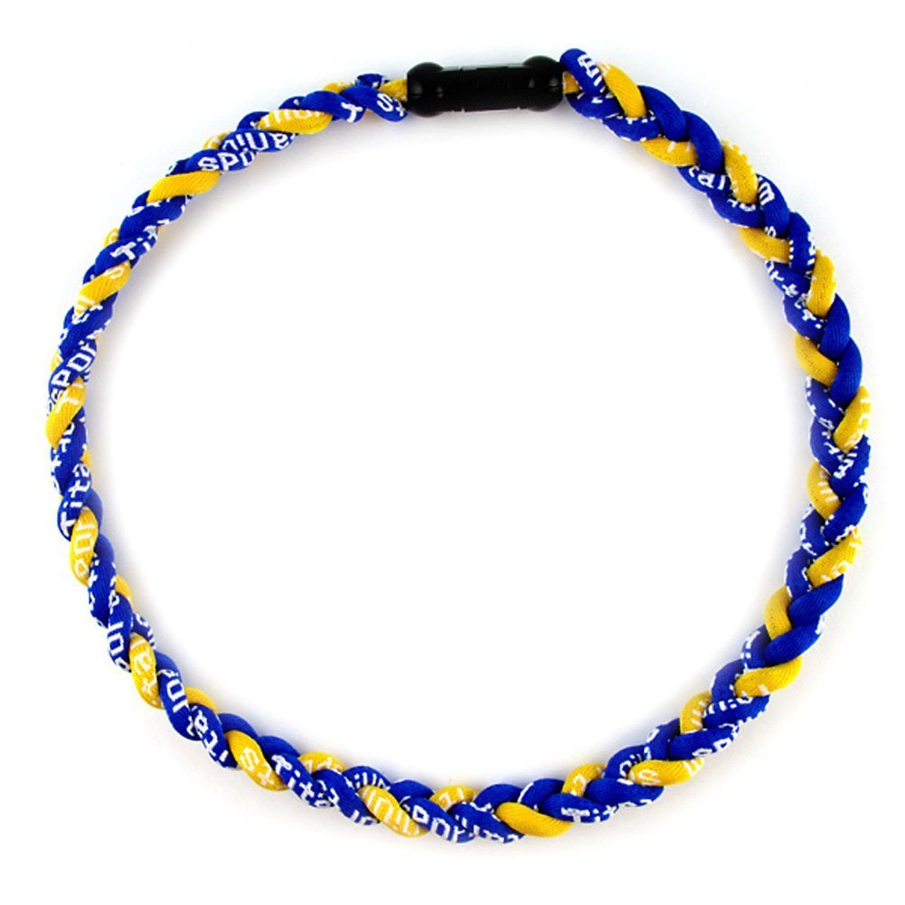 MapofBeauty 18 Fashion Three Braided Rope Sport Style Tornado Necklace (Royal Blue/Yellow)
