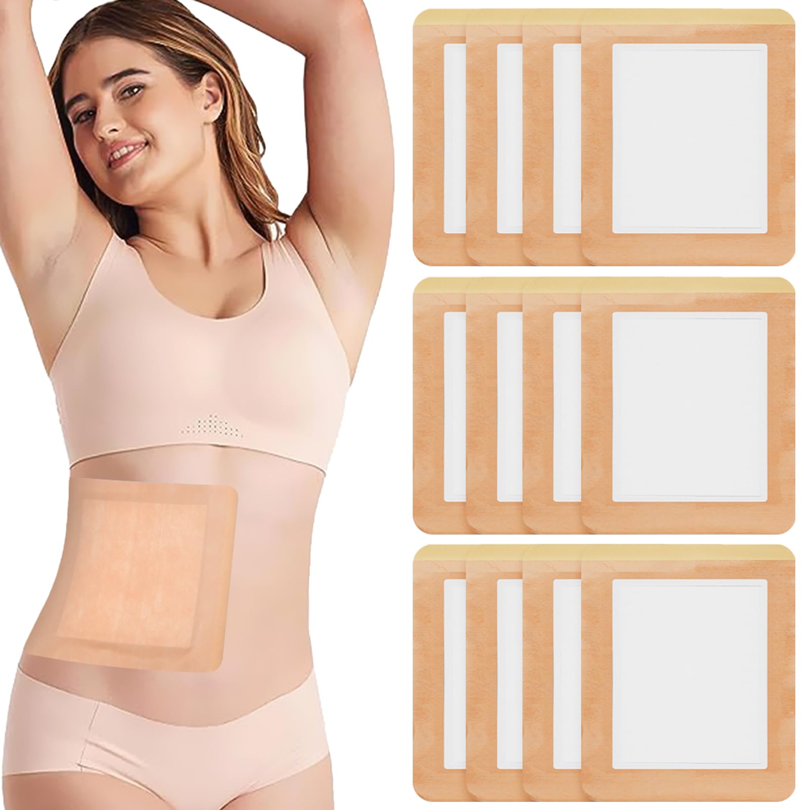12Pcs Castor Oil Pack Wrap for Liver, Stomach, Belly Button | 7.9 *5.5  Organic Cotton Pads | Highly Absorbent Self-Adhesive Dis