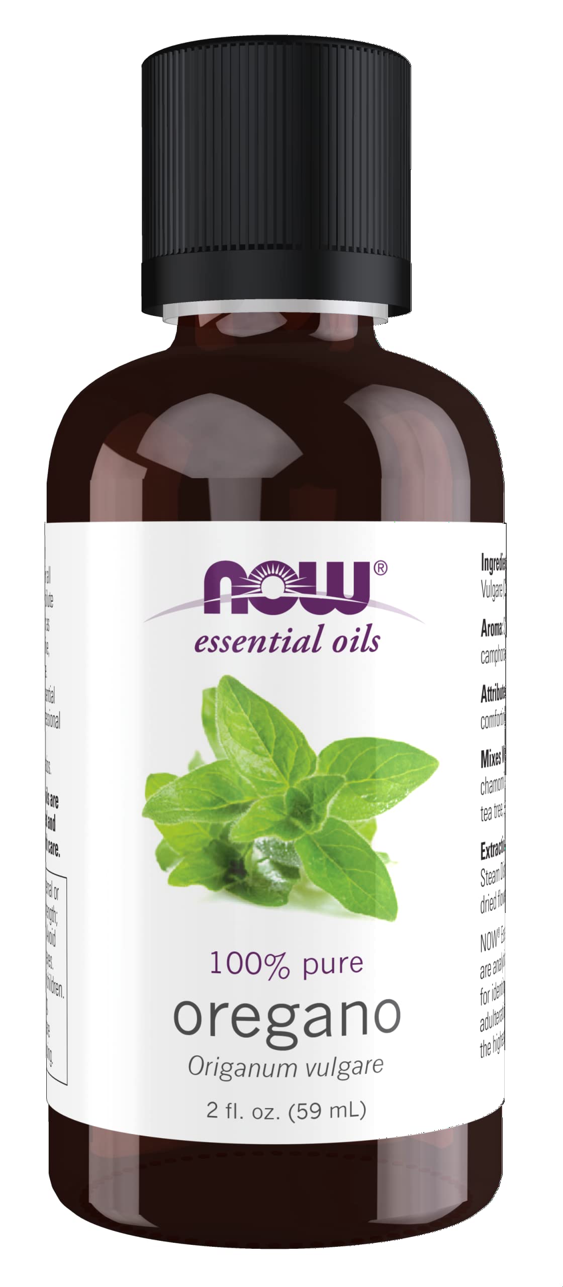 NOW Essential Oils, Oregano Oil, Comforting Aromatherapy Scent, Steam Distilled, 100% Pure, Vegan, Child Resistant Cap, 2-Ounce