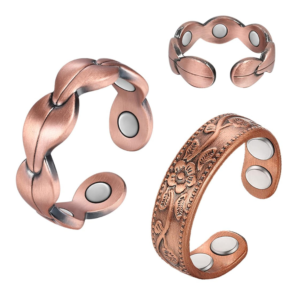 Vicmag Copper Magnetic Ring for Women, Magnetic Rings Ladies Fingers Thumb 100% Solid Pure Copper Jewelry Gift Adjustable (Rose 