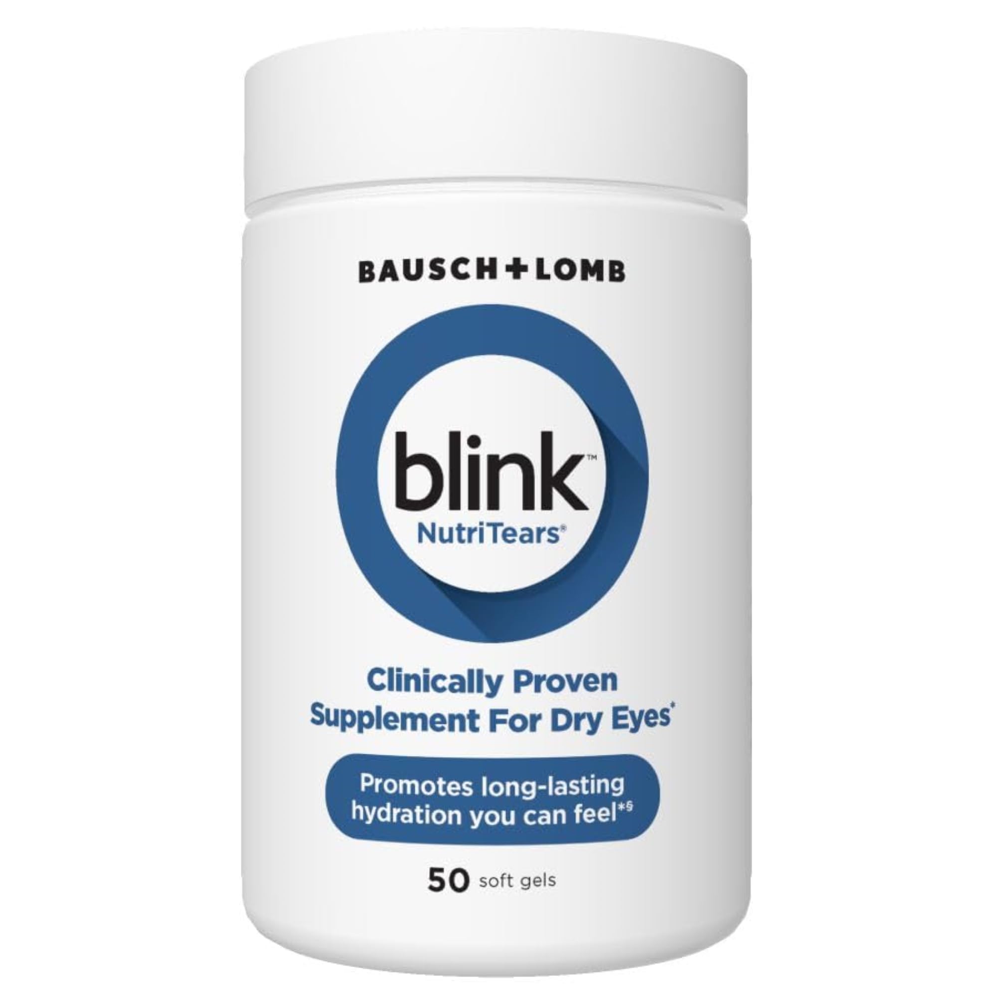 Blink NutriTears Clinically Proven Supplement for Dry Eyes, 50 Softgels, Eye Care Supplement to Hydrate Eyes from Within for Lon