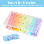 Weekly Pill Organizer,3-Times-A-Day 7 Day Pill Box Large Compartments Moisture-Proof Pill Case Medication Reminder Portable Trav