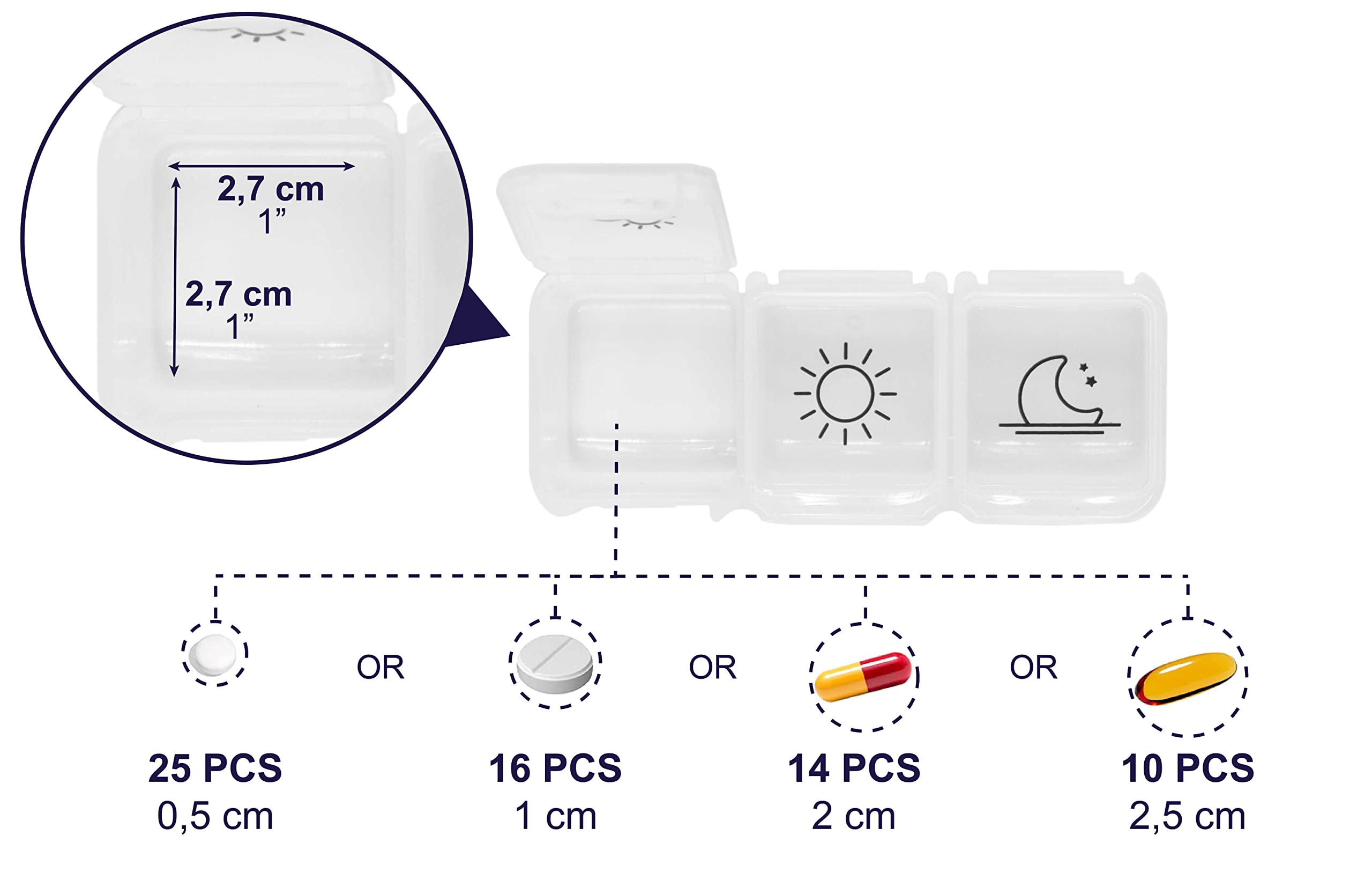 KMINA - Monthly Pill Organizer 3 Times a Day, 31 Days, Vitamin Box Large