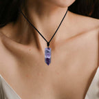 Runyangshi Dream Amethyst Pendants Single Pointed Natural Crystal Quartz Necklace 6 Faceted Chakra Crystal Wand For Men Women Ha