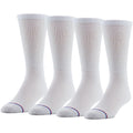 MediPeds unisex-adult Crew Socks With Extra Wide Non-Binding Top and Cushion, Multipairs, White (4-pairs), Shoe Size: Mens 7-12