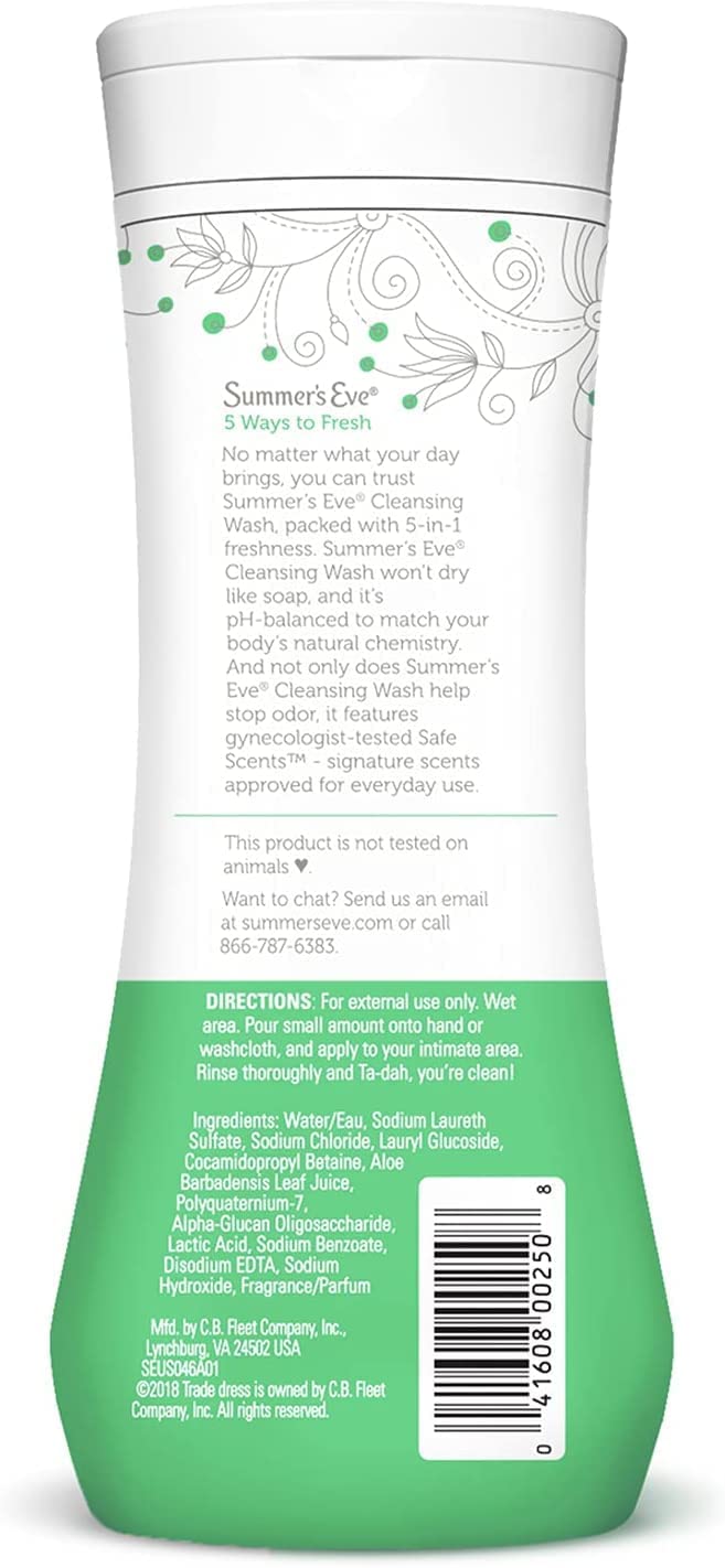 Summer's Eve Aloe Love Gentle Daily Feminine Wash, Removes Odor, pH balanced, 15 fl oz. (Pack of 2)