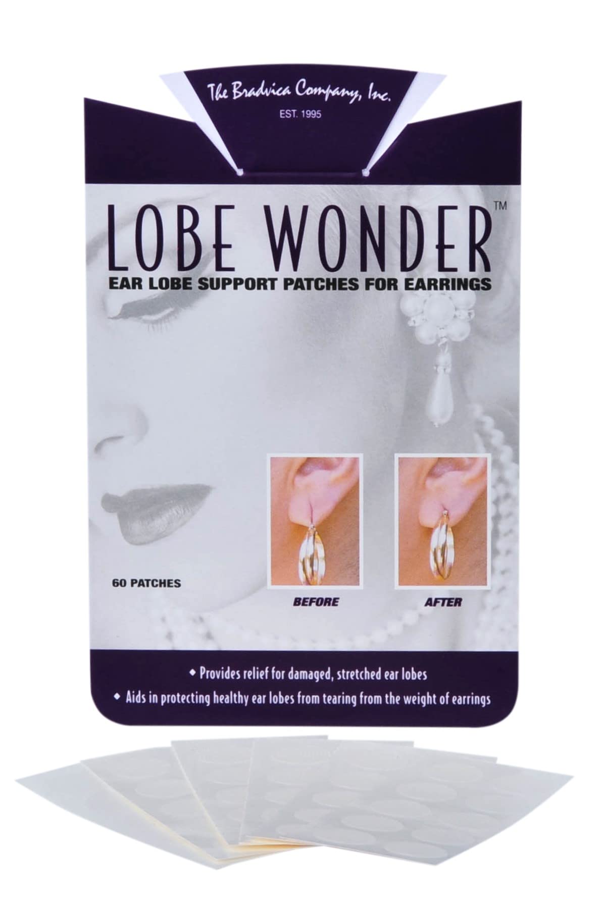 Lobe Wonder - The ORIGINAL Ear Lobe Support Patch for Pierced Ears - Eliminates the Look of Torn or Stretched Piercings - Protec