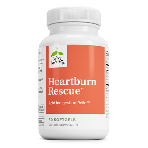 Terry Naturally Heartburn Rescue - Dietary Supplement to Aid Acid Indigestion Relief - Digestive Health Support with D-Limonene 