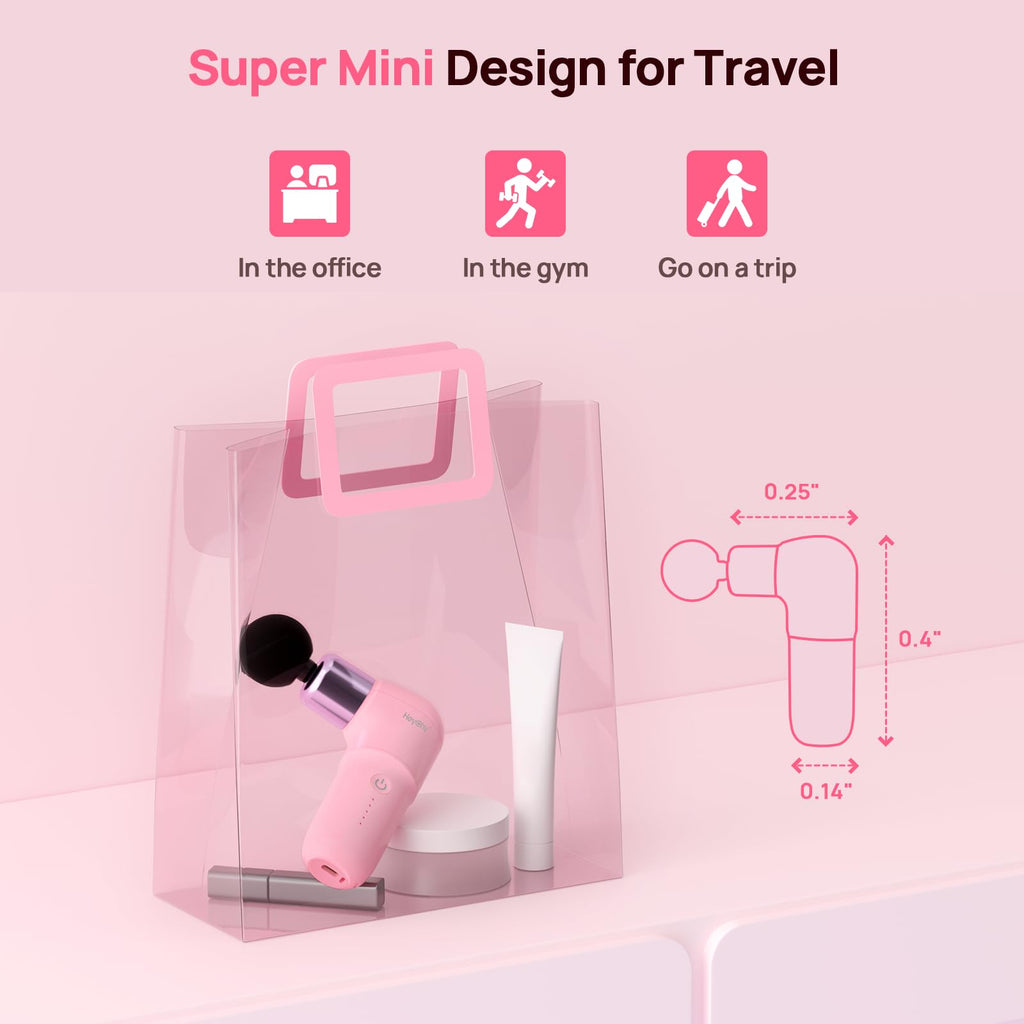 HEYCHY Super Mini Massage Gun, Deep Tissues Percussion Muscle Massager, Compact Sports Travel Massage Gun, Portable Massager Gun