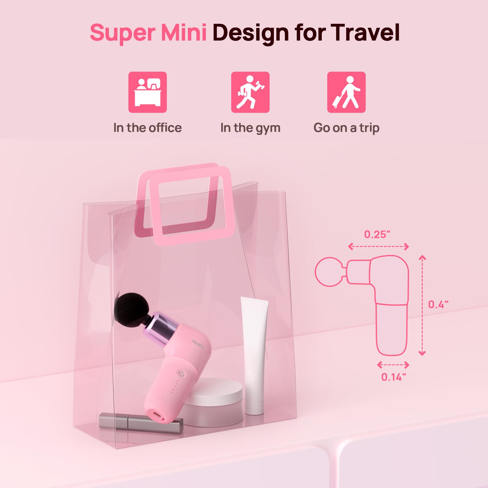 HEYCHY Super Mini Massage Gun, Deep Tissues Percussion Muscle Massager, Compact Sports Travel Massage Gun, Portable Massager Gun