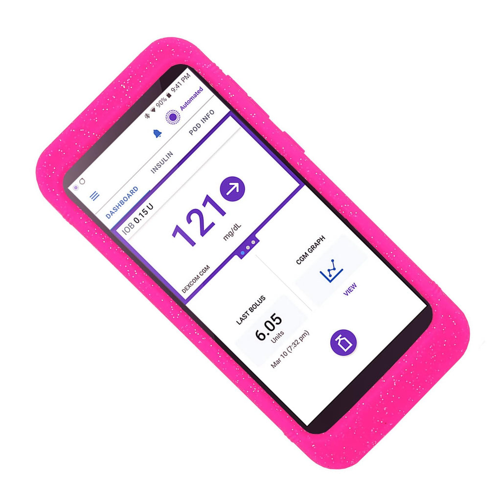 Mix Silicone Case for Omnipod 5 Receiver (Continuous Glucose Monitoring) (Glitter Hpink)