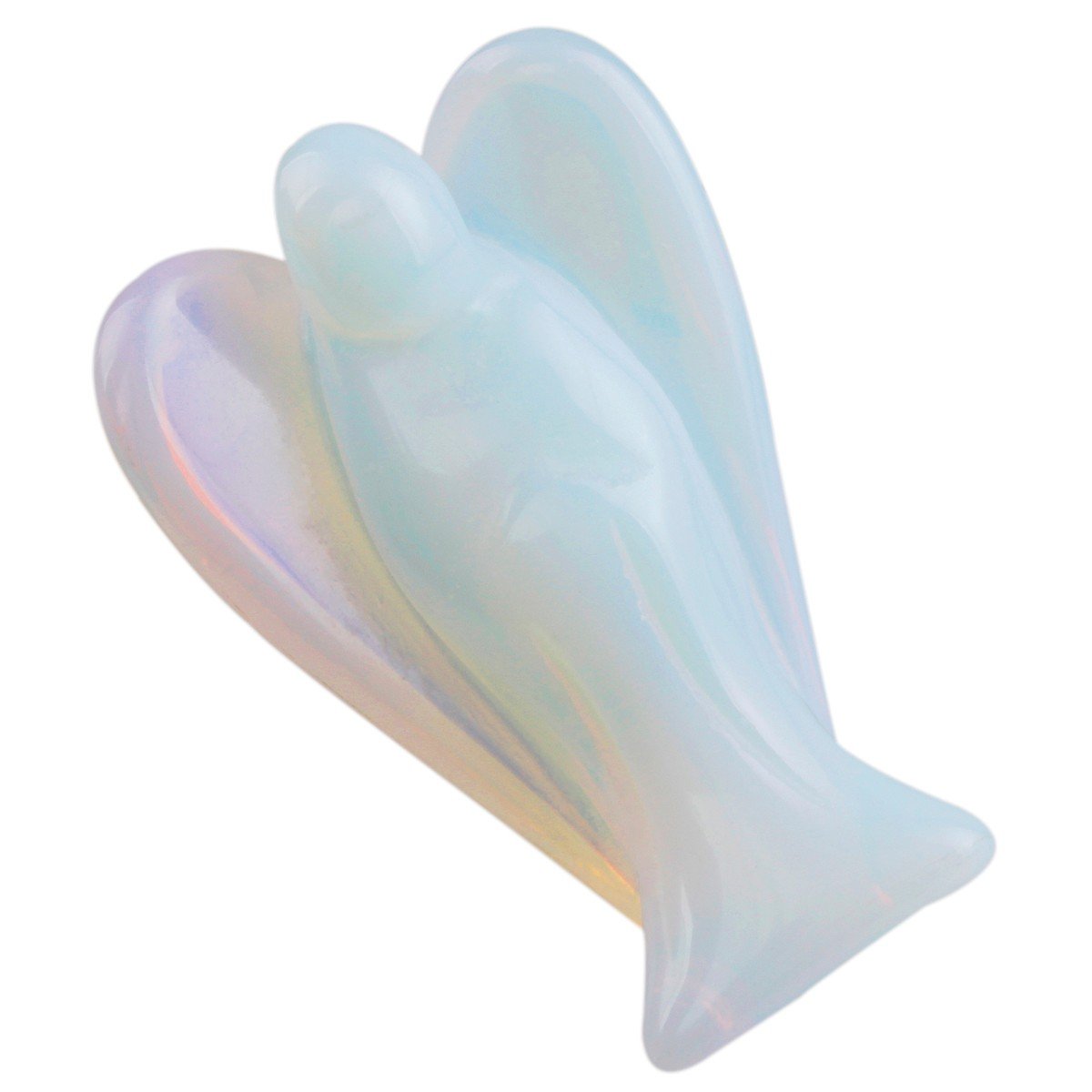 mookaitedecor Set of 5 Opalite Crystal Angel Figurines, 1.5 inch Mini Guardian Angel Statue Carving Pocket Stone Sculpture for H