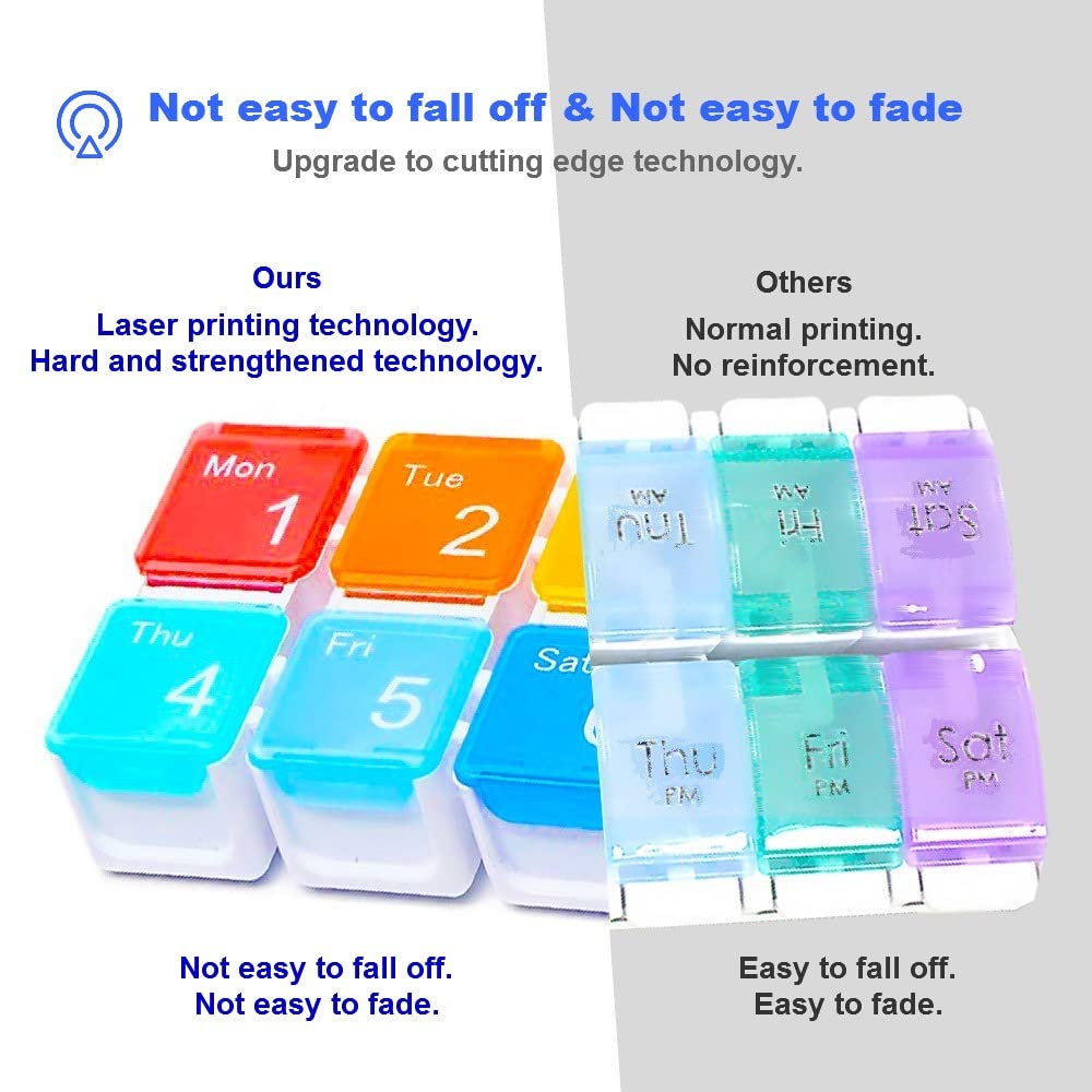7 Day Medicine Pill Organizer, 4 Reminder Alarms, Loud Sound, 7 Large Compartments, Large Screen, Moisture-Proof, Dust-Proof, Tr