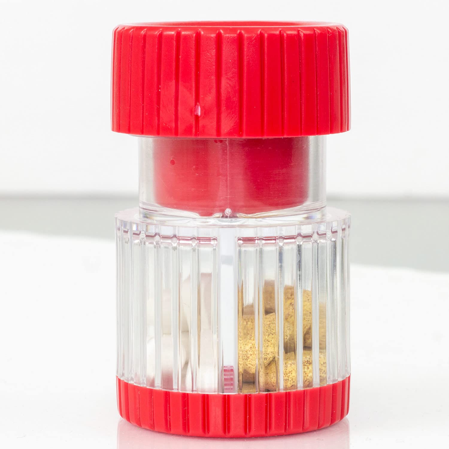 HealthSmart Pill Crusher and Grinder, Crushes Vitamins and Tablets, Holds Up to 2 Pills, With Ergonomic Grips, Red