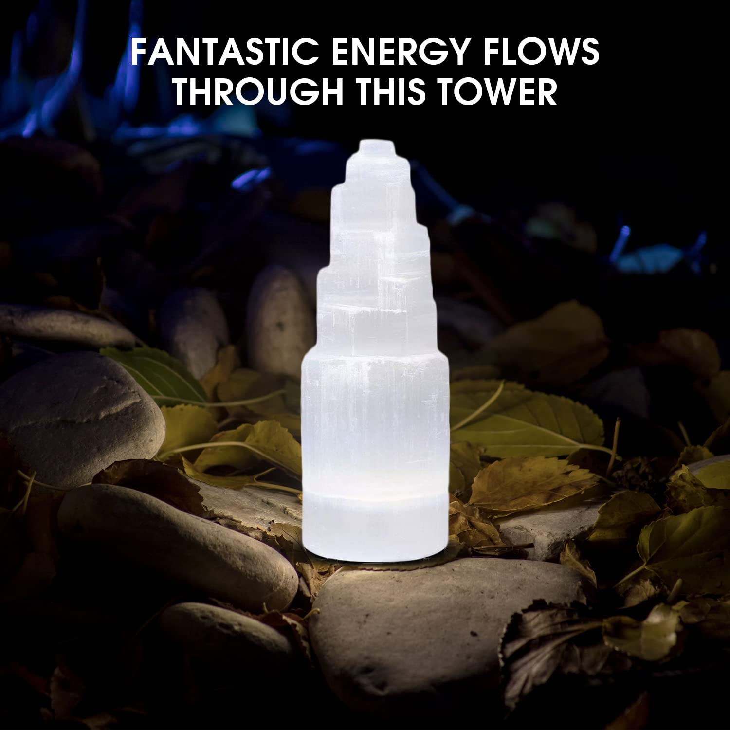 NORTHLANDZ Selenite Crystal Skyscraper Tower, Healing & Calming Effects, Cordless Meditation Stones, 10 cm Each - 3 Pack, White