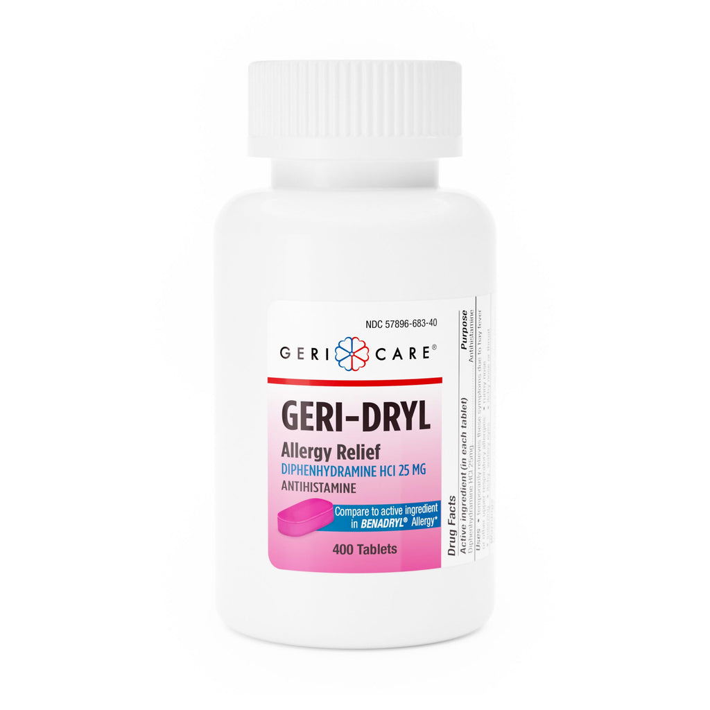 Geri-Dryl Allergy Relief Tablets (400 Count) by GeriCare| Diphenhydramine HCI 25mg Antihistamine Tablets for Sneezing, Runny Nos