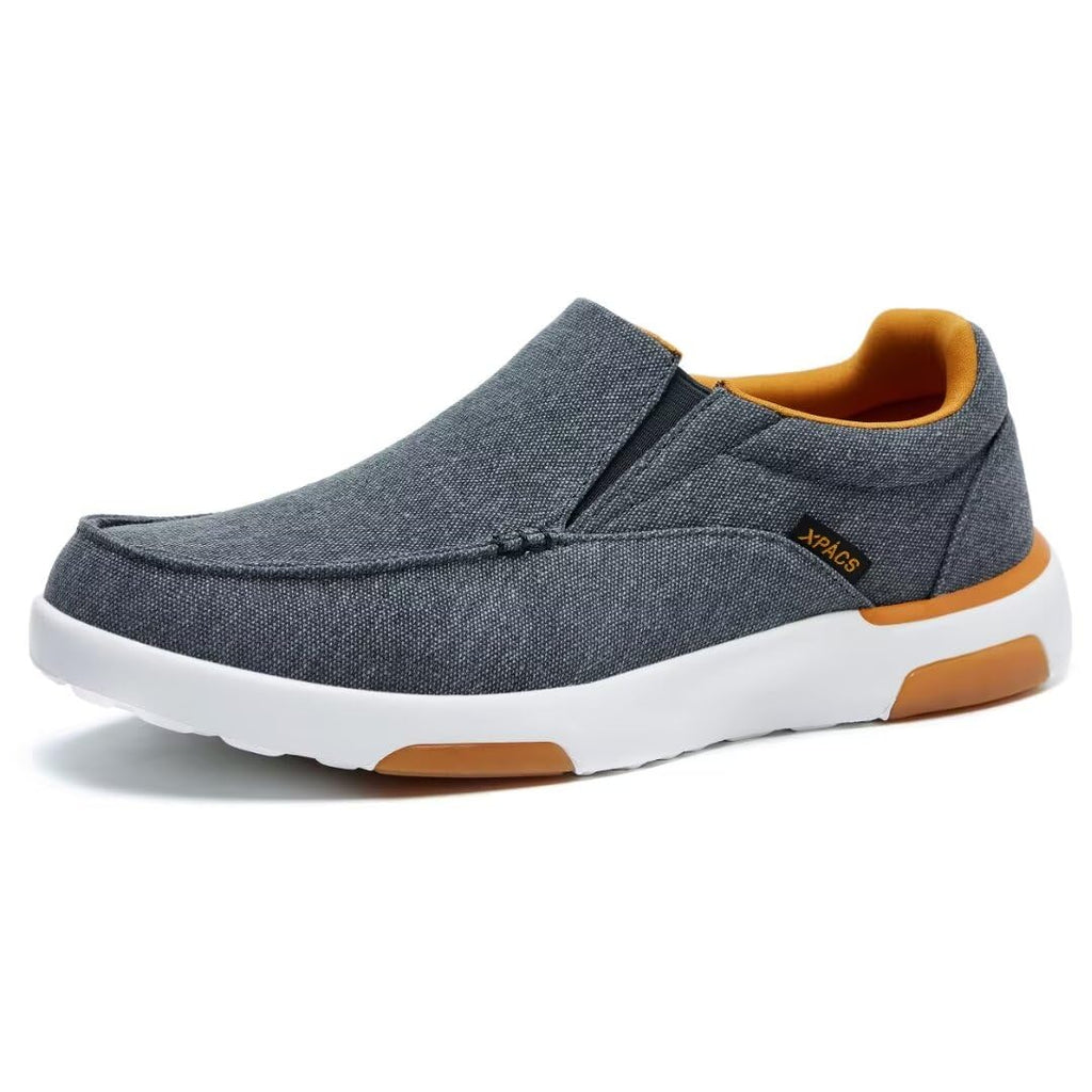 XPACS Adult Stylish Canvas Slip-On Shoes for Driving and Hanging Out, Comfort Orthopedic Walking Loafers for Plantar Fasciitis, 