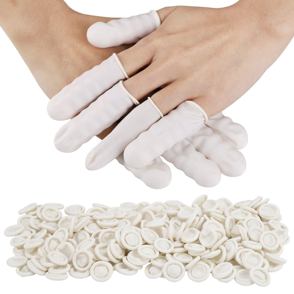 acDesign 300Pcs Finger Cots Medium Latex Finger Cots White Finger Protectors for Injured Finger,Cracked Finger,Sports