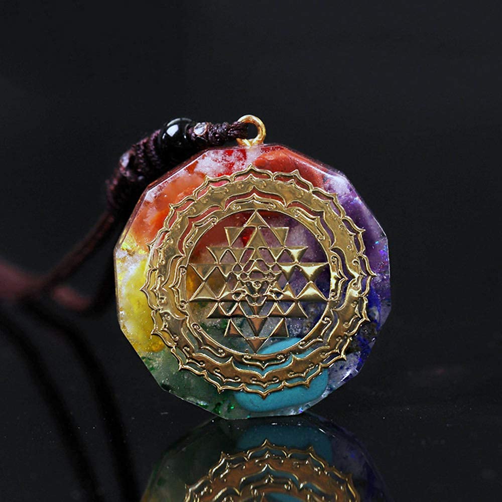 Day Day Up Orgonite Necklace Sri Yantra Luminous Pendant Sacred Geometry Chakra Energy Necklace Meditation Jewelry