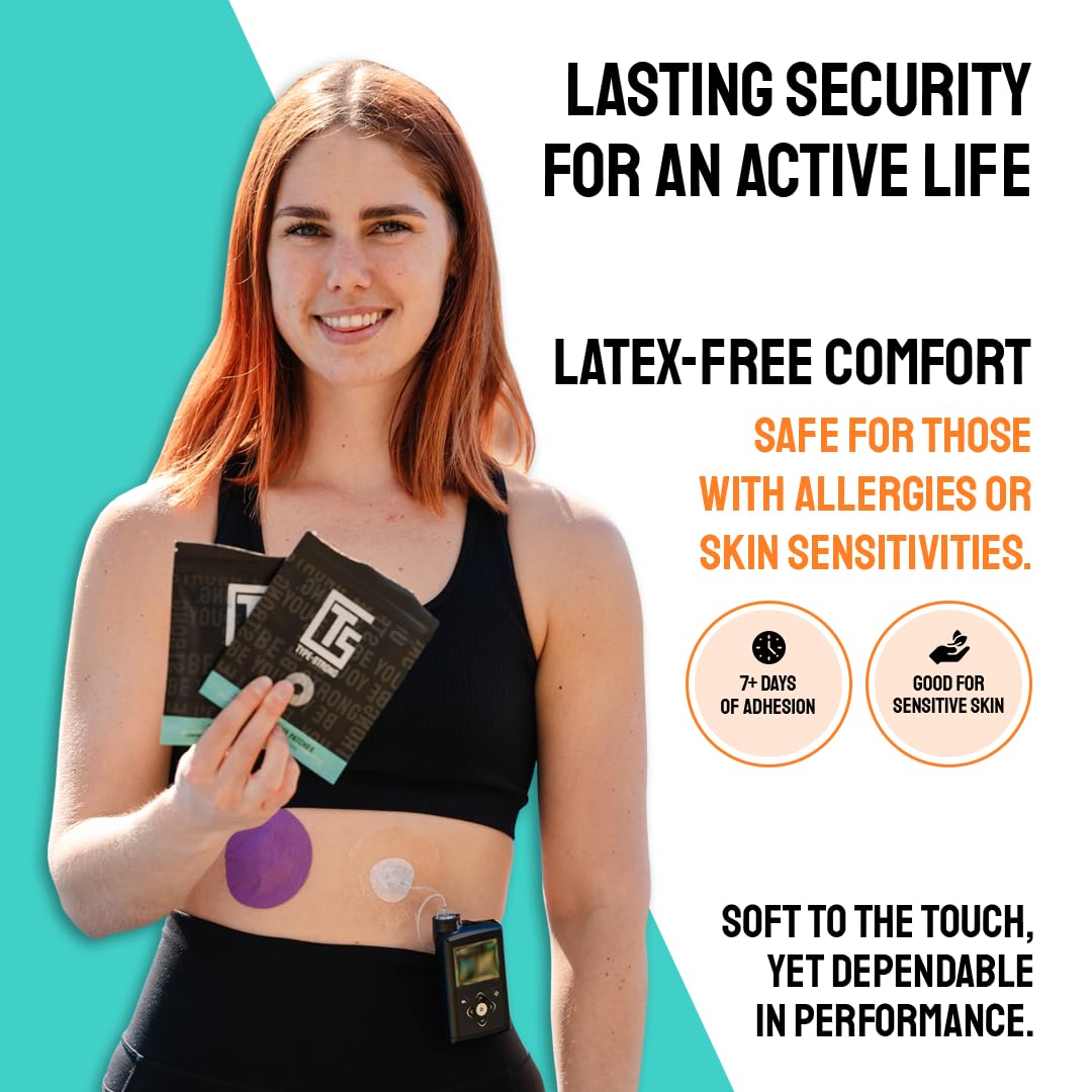 TYPE STRONG Universal Adhesive Patches for Insulin Pumps & Infusion Sets with 25mm Hole for Sensitive Skin. Sweat Proof & Waterp