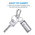 Hotop 14 Pieces Pill Holder Keychain Portable Pill Case Waterproof Aluminum Keychain Tablet Container Mini Metal Tablet Boxes St