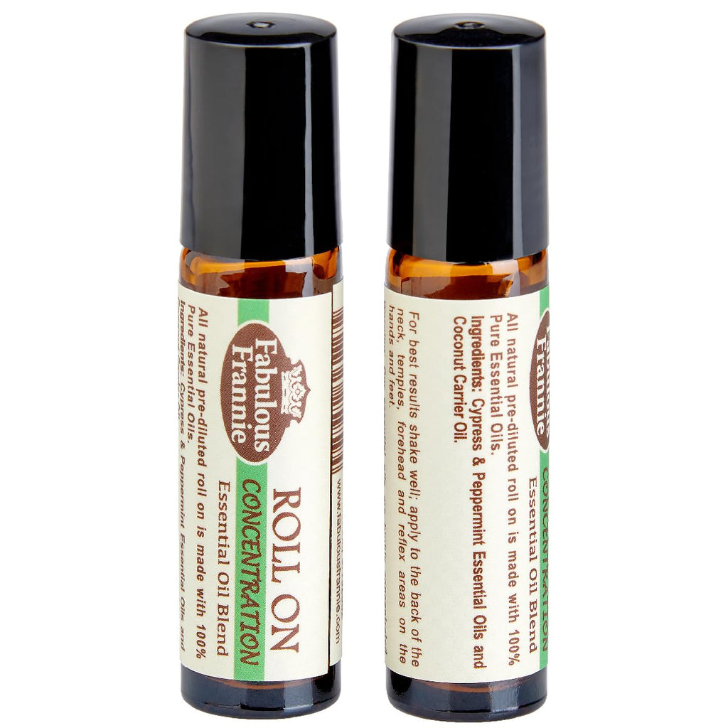Fabulous Frannie Concentration Essential Oil Blend Roll On 10ml Made with Cypress & Peppermint Pure Essential Oils 10ml