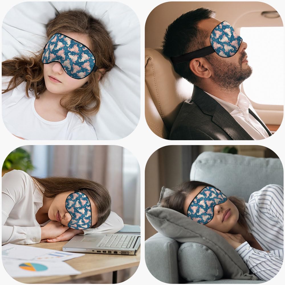 NOHSHE Axolotl Hawaii Sleep Eye Mask Cute Animal Heart Dot Pink Blue Silk Eye Mask Sleeping Soft Eye Shade Cover for Men Women B